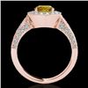 Image 2 : 2 ctw Certified SI/I Fancy Intense Yellow Diamond Halo Ring 10k Rose Gold - REF-225M2G