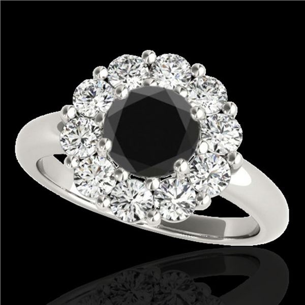 2.85 ctw Certified VS Black Diamond Solitaire Halo Ring 10k White Gold - REF-105Y8X
