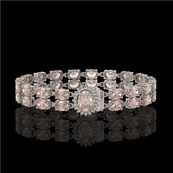 16.5 ctw Morganite & Diamond Bracelet 14K White Gold - REF-263M6G