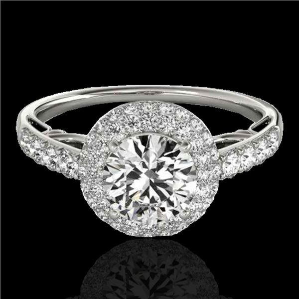1.65 ctw Certified Diamond Solitaire Halo Ring 10k White Gold - REF-218H2R