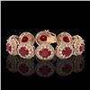 Image 1 : 49.17 ctw Certified Ruby & Diamond Victorian Bracelet 14K Rose Gold - REF-1369R3K
