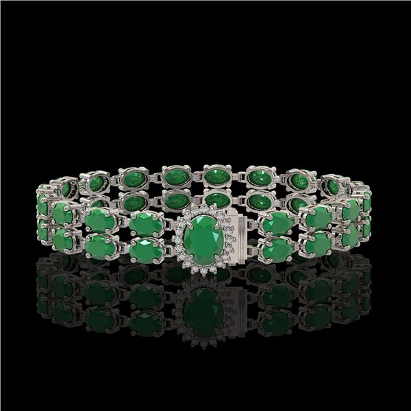 19.57 ctw Emerald & Diamond Bracelet 14K White Gold - REF-263Y6X