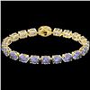 Image 2 : 32 ctw Tanzanite & VS/SI Diamond Micro Bracelet 14k Yellow Gold - REF-328R9K