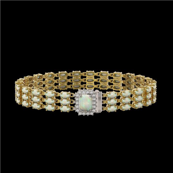 20.23 ctw Opal & Diamond Bracelet 14K Yellow Gold - REF-318F2M