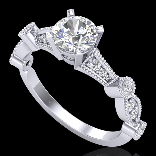 1.03 ctw VS/SI Diamond Art Deco Ring 18k White Gold - REF-203W6H