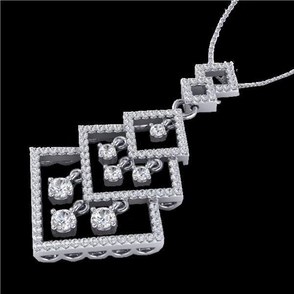 1.50 ctw Micro Pave VS/SI Diamond Necklace Dangling 14k White Gold - REF-168F2M