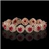 Image 1 : 37.35 ctw Certified Ruby & Diamond Victorian Bracelet 14K Rose Gold - REF-928M2G