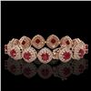Image 2 : 37.35 ctw Certified Ruby & Diamond Victorian Bracelet 14K Rose Gold - REF-928M2G