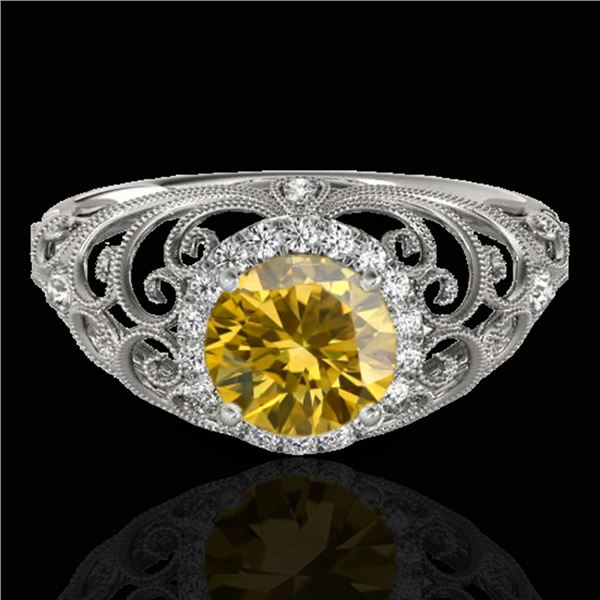 1.22 ctw Certified SI/I Fancy Intense Yellow Diamond Ring 10k White Gold - REF-177X3A