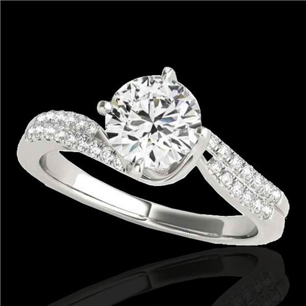 1.2 ctw Certified Diamond Bypass Solitaire Ring 10k White Gold - REF-190N9F