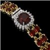 Image 2 : 14.98 ctw Garnet & Diamond Bracelet 14K Yellow Gold - REF-178H2R