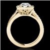 Image 2 : 1.33 ctw Certified Diamond Solitaire Halo Ring 10k Yellow Gold - REF-197W8H