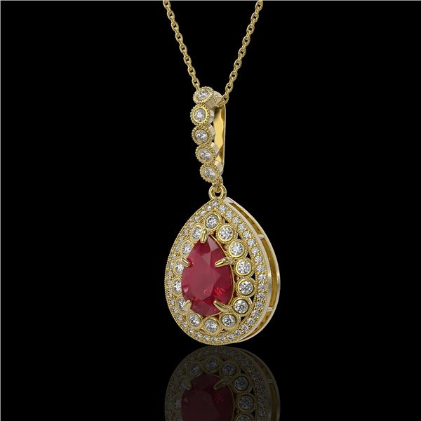 4.97 ctw Certified Ruby & Diamond Victorian Necklace 14K Yellow Gold - REF-160N2F