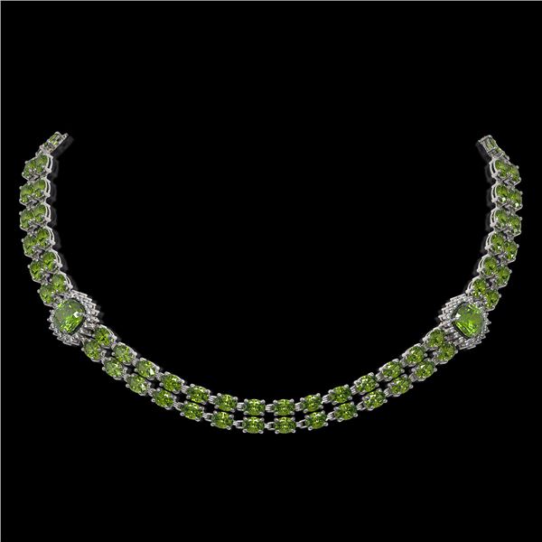 38.37 ctw Tourmaline & Diamond Necklace 14K White Gold - REF-527H3R