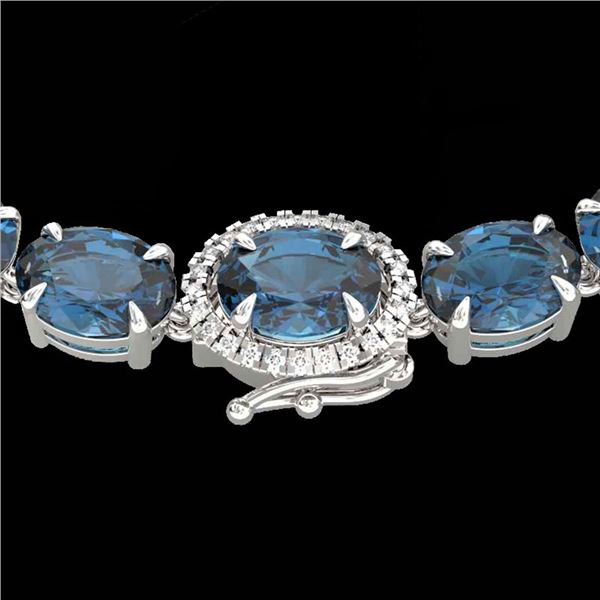 90 ctw London Blue Topaz & VS/SI Diamond Micro Necklace 14k White Gold - REF-281G8W