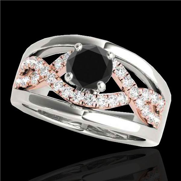 1.55 ctw Certified VS Black Diamond Solitaire Ring 10k 2Tone Gold - REF-61H2R