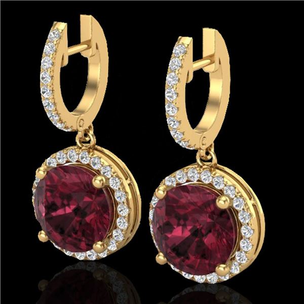 5.50 ctw Garnet & Micro Pave VS/SI Diamond Designer 18k Yellow Gold - REF-87X8A