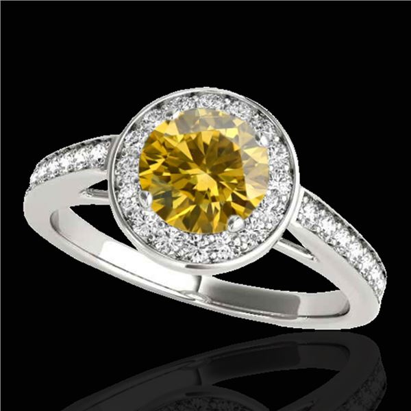 1.45 ctw Certified SI/I Fancy Intense Yellow Diamond Ring 10k White Gold - REF-163Y6X