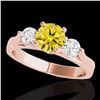 Image 1 : 1.75 ctw SI/I Fancy Intense Yellow Diamond 3 Stone Ring 10k Rose Gold - REF-245W5H