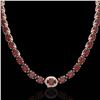 Image 2 : 45.25 ctw Garnet & Diamond Eternity Micro Necklace 14k Rose Gold - REF-263H6R