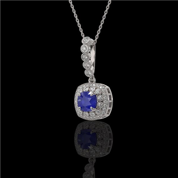 2.55 ctw Sapphire & Diamond Victorian Necklace 14K White Gold - REF-100G2W