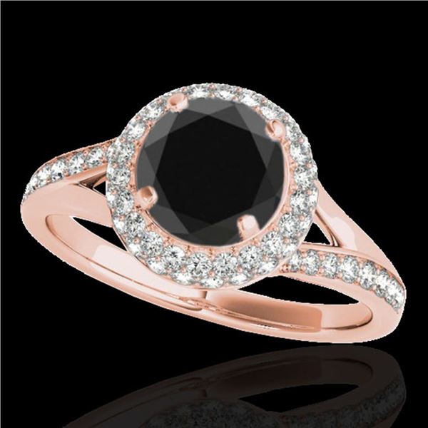 1.6 ctw Certified VS Black Diamond Solitaire Halo Ring 10k Rose Gold - REF-57K8Y