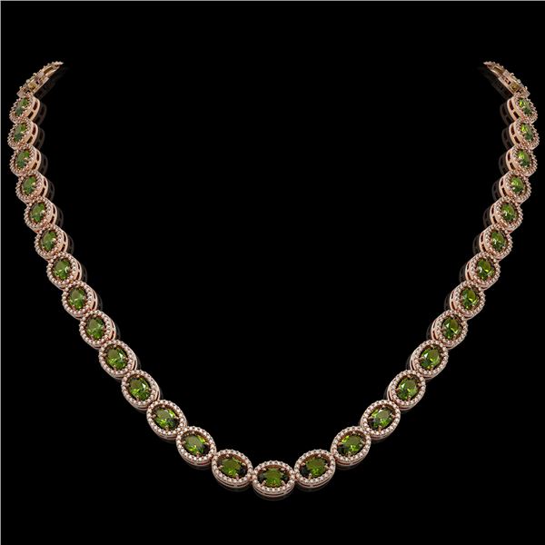 31.1 ctw Tourmaline & Diamond Micro Pave Halo Necklace 10k Rose Gold - REF-600Y2X