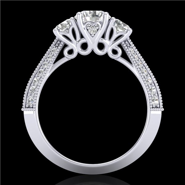 1.81 ctw VS/SI Diamond Art Deco 3 Stone Ring 18k White Gold - REF-225H2R