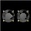 Image 1 : 3.70 ctw Fancy Black Diamond Solitaire Stud Earrings 10k Yellow Gold - REF-60M3G