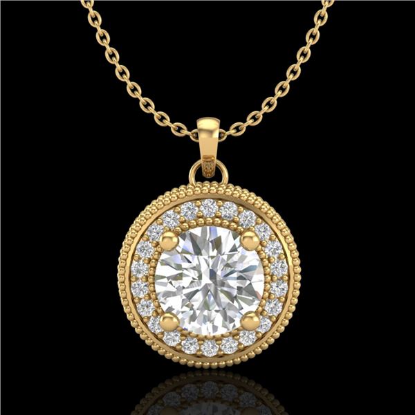 1.25 ctw VS/SI Diamond Solitaire Art Deco Necklace 18k Yellow Gold - REF-218F2M