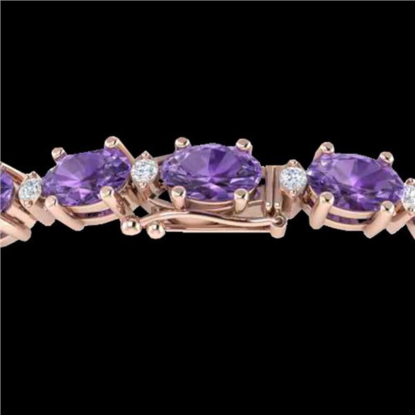 19.7 ctw Amethyst & VS/SI Diamond Eternity Bracelet 10k Rose Gold - REF-104F2M
