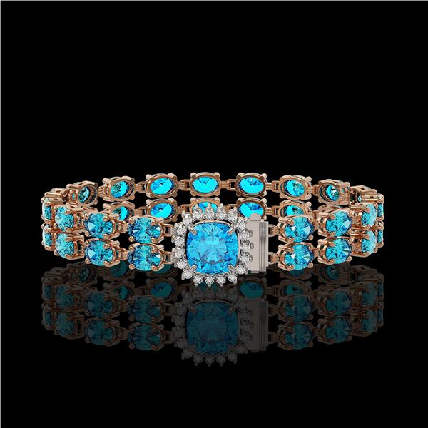 17.67 ctw Swiss Topaz & Diamond Bracelet 14K Rose Gold - REF-178H2R