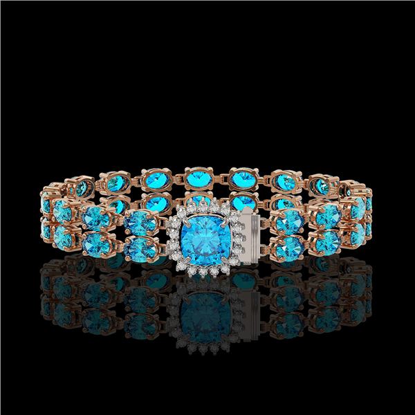 17.67 ctw Swiss Topaz & Diamond Bracelet 14K Rose Gold - REF-178H2R