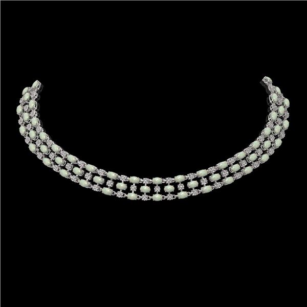 30.83 ctw Opal & Diamond Necklace 10K White Gold - REF-527F3M