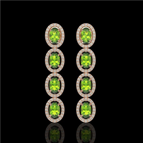 5.88 ctw Peridot & Diamond Micro Pave Halo Earrings 10k Rose Gold - REF-143F6M