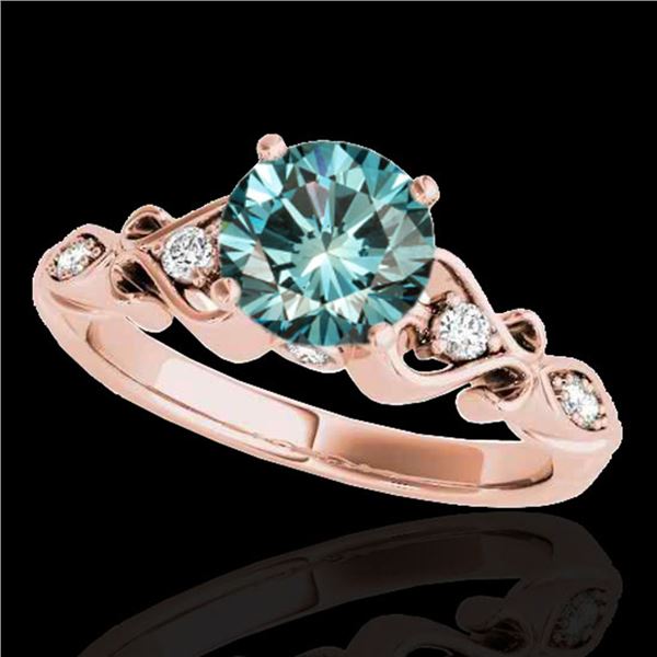 1.15 ctw SI Certified Fancy Blue Diamond Antique Ring 10k Rose Gold - REF-117A3N