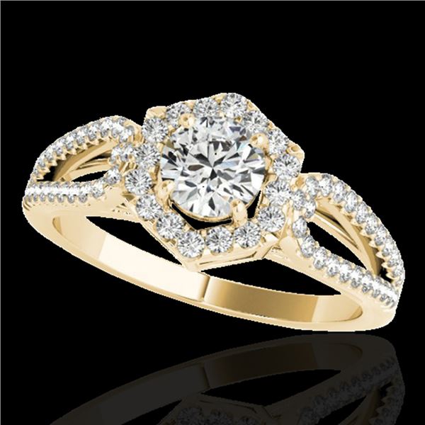 1.43 ctw Certified Diamond Solitaire Halo Ring 10k Yellow Gold - REF-204G5W