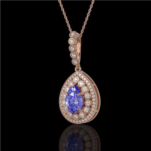 4.47 ctw Tanzanite & Diamond Victorian Necklace 14K Rose Gold - REF-245Y5X