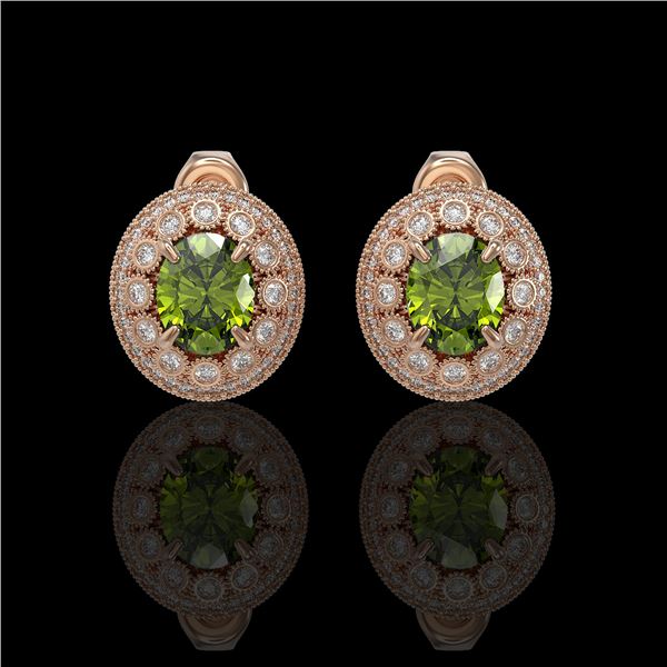 8.04 ctw Tourmaline & Diamond Victorian Earrings 14K Rose Gold - REF-223M6G