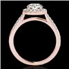 Image 2 : 1.5 ctw Certified Diamond Solitaire Halo Ring 10k Rose Gold - REF-177A3N
