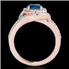 Image 2 : 1.9 ctw SI Certified Fancy Blue Diamond Solitaire Halo Ring 10k Rose Gold - REF-156A8N