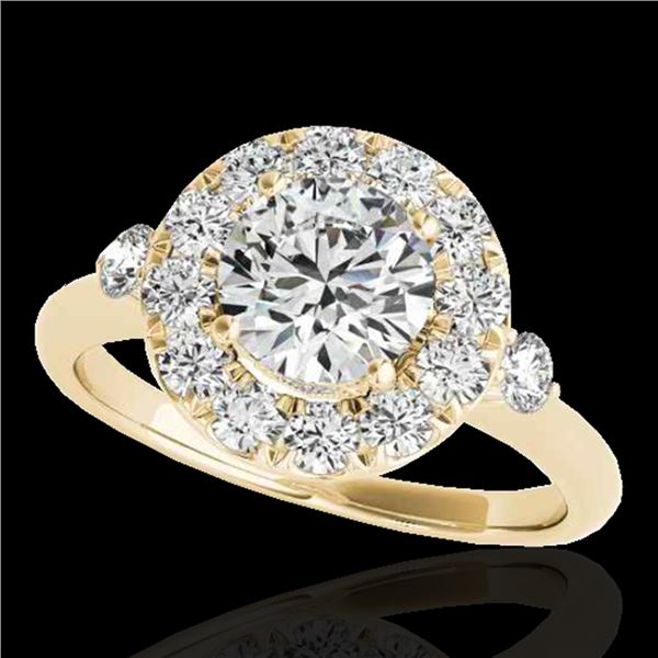 1.5 ctw Certified Diamond Solitaire Halo Ring 10k Yellow Gold - REF-177R3K