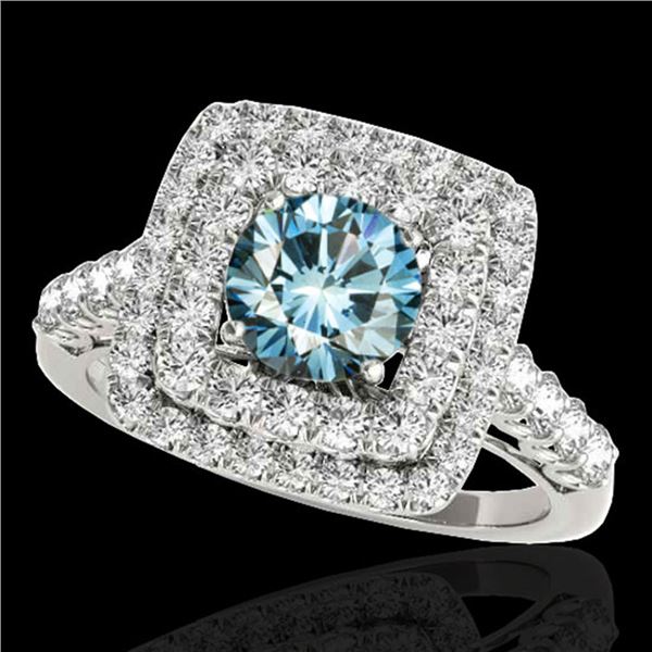 2.3 ctw SI Certified Fancy Blue Diamond Solitaire Halo Ring 10k White Gold - REF-190X9A