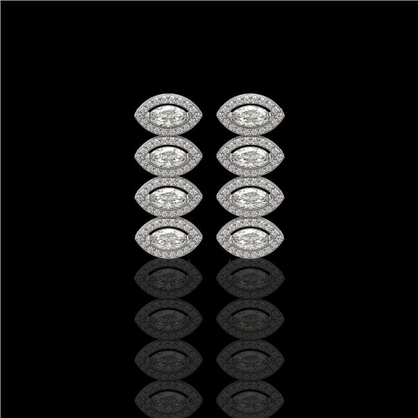 3.84 ctw Marquise Cut Diamond Micro Pave Earrings 18K White Gold - REF-334R6K