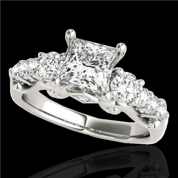 1.75 ctw VS/SI Certified Princess Diamond 3 Stone Ring 10k White Gold - REF-296K2Y