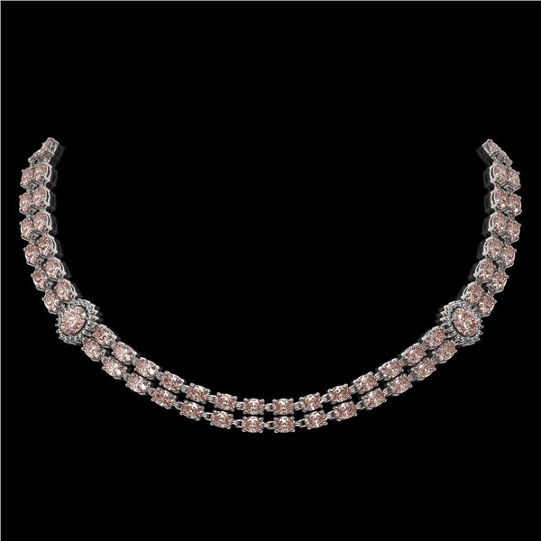 36.2 ctw Morganite & Diamond Necklace 14K White Gold - REF-527M3G