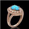 Image 2 : 4.02 ctw Turquoise & Diamond Victorian Ring 14K Rose Gold - REF-123G6W