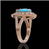 Image 3 : 4.02 ctw Turquoise & Diamond Victorian Ring 14K Rose Gold - REF-123G6W