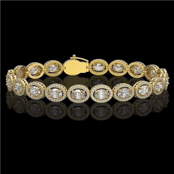 13.25 ctw Oval Cut Diamond Micro Pave Bracelet 18K Yellow Gold - REF-1808Y5X