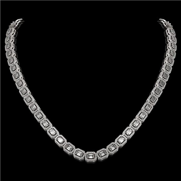 21.12 ctw Emerald Cut Diamond Micro Pave Necklace 18K White Gold - REF-2509F6M